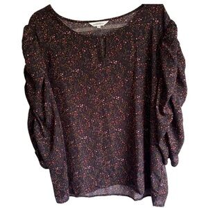 Women's Black and purples Floral Blouse XXL